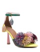 Sandalo Pom Pom in suede multicolor
