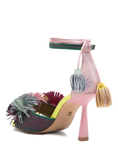 Sandalo Pom Pom in suede multicolor