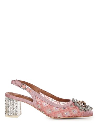 Slingback Chelsea in tessuto e applicazioni rosa