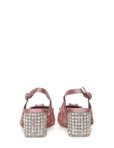Slingback Chelsea in tessuto e applicazioni rosa