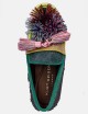 Mocassino Pom pom in tessuto e strass multicolore