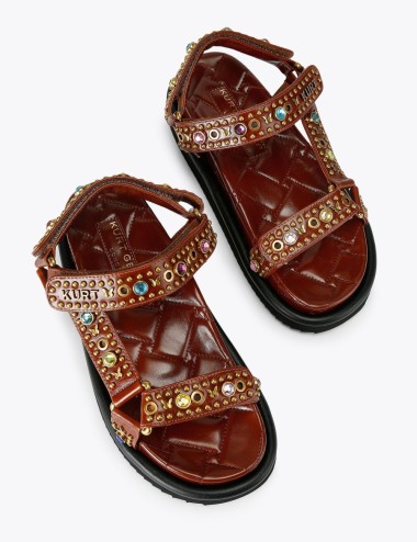 Sandalo basso ORSON in pelle con applicazione marrone