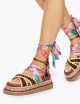 Sandalo basso ORSON in suede con foulard marrone