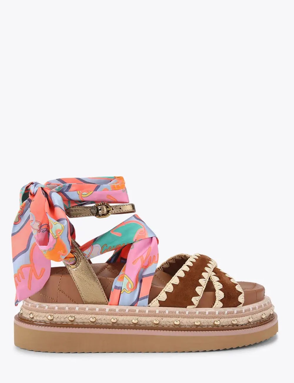 Sandalo basso ORSON in suede con foulard marrone