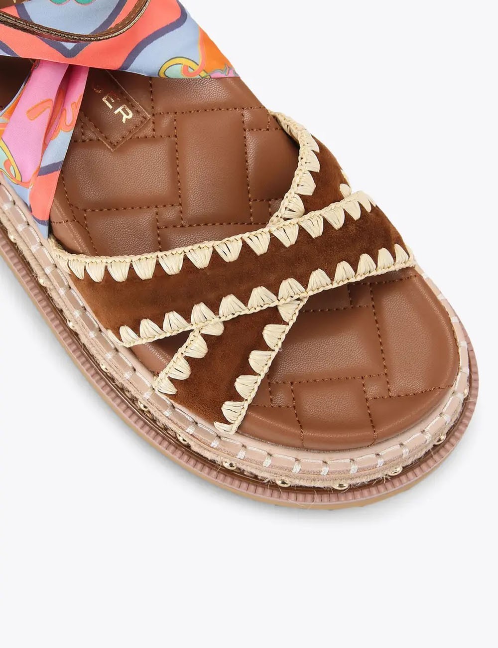 Sandalo basso ORSON in suede con foulard marrone