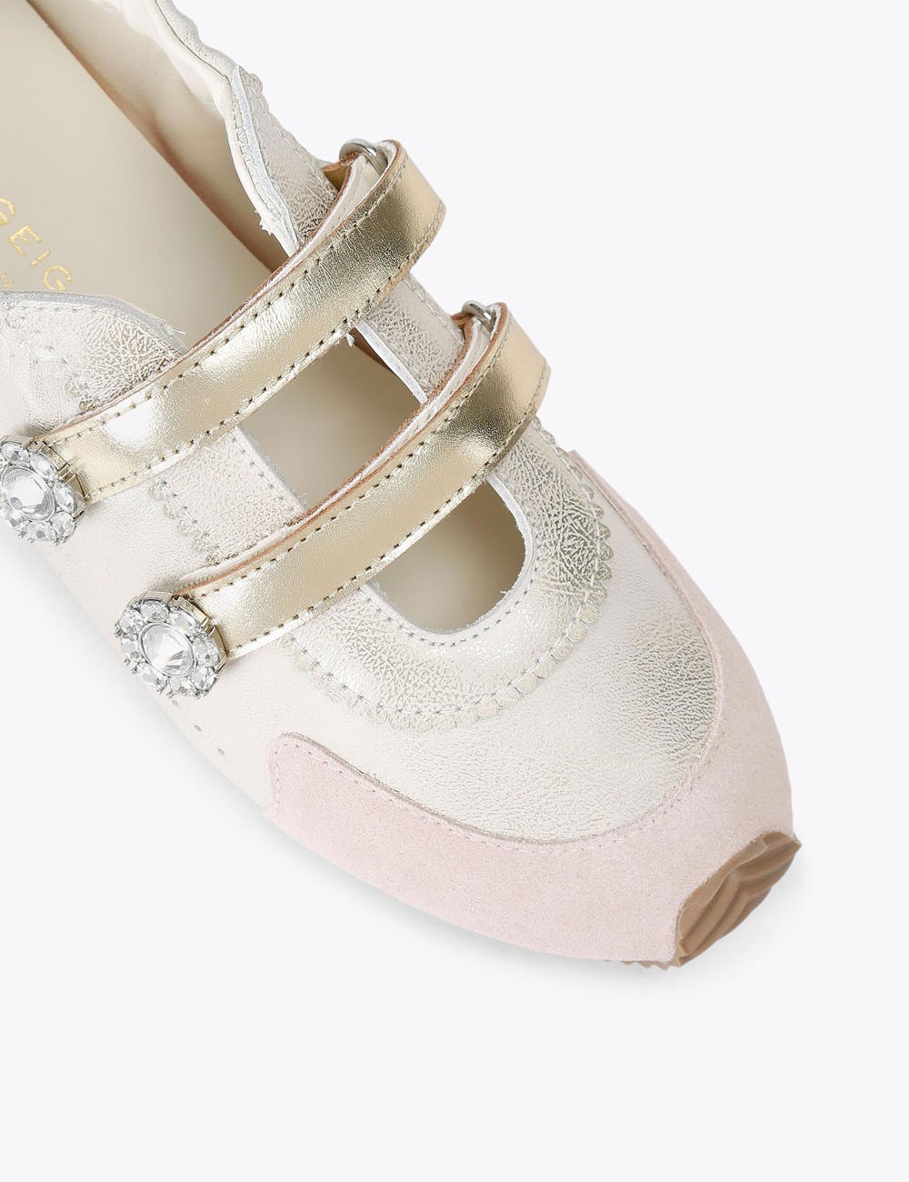 Sneakers Islington Mary Jane in pelle burro rosa