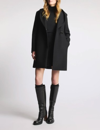 Cappotto in panno garzato di lana e cashmere nero