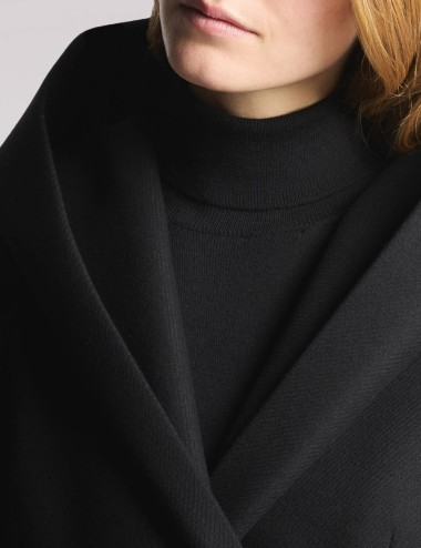 Cappotto in panno garzato di lana e cashmere nero