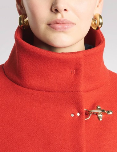 Cape in wool and cashmere fabric red