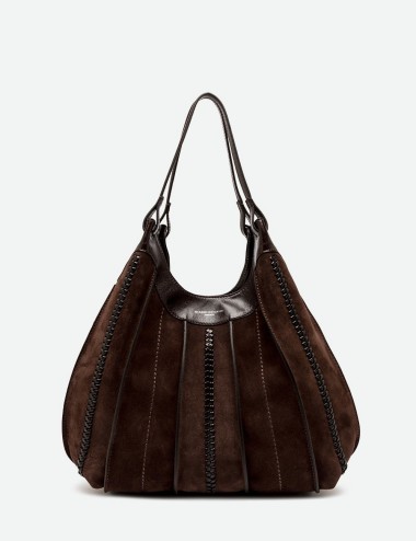 Borsa a spalla DUA scamosciata espresso