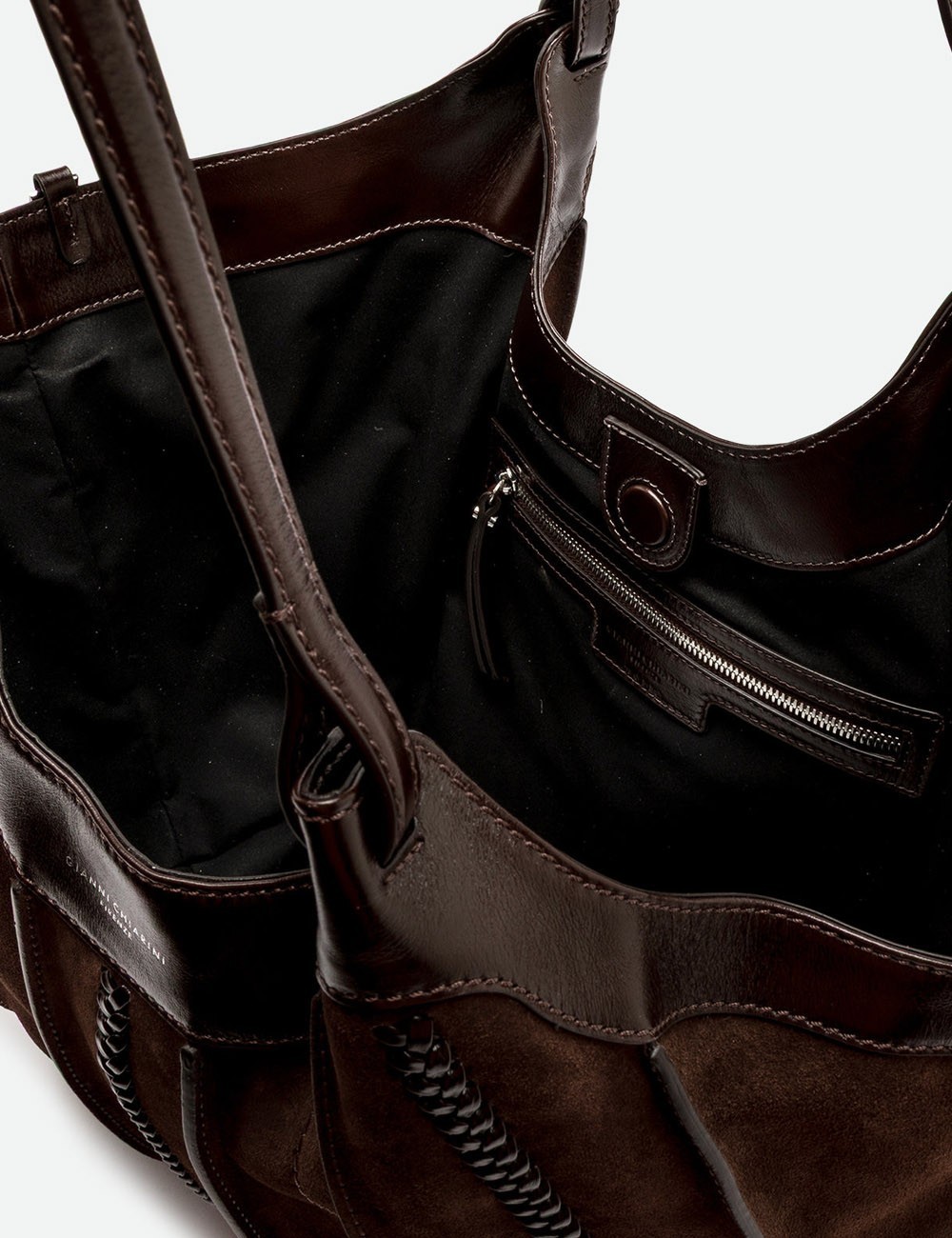 Borsa a spalla DUA scamosciata espresso