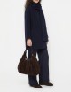 Shoulder bag DUA in suede espresso