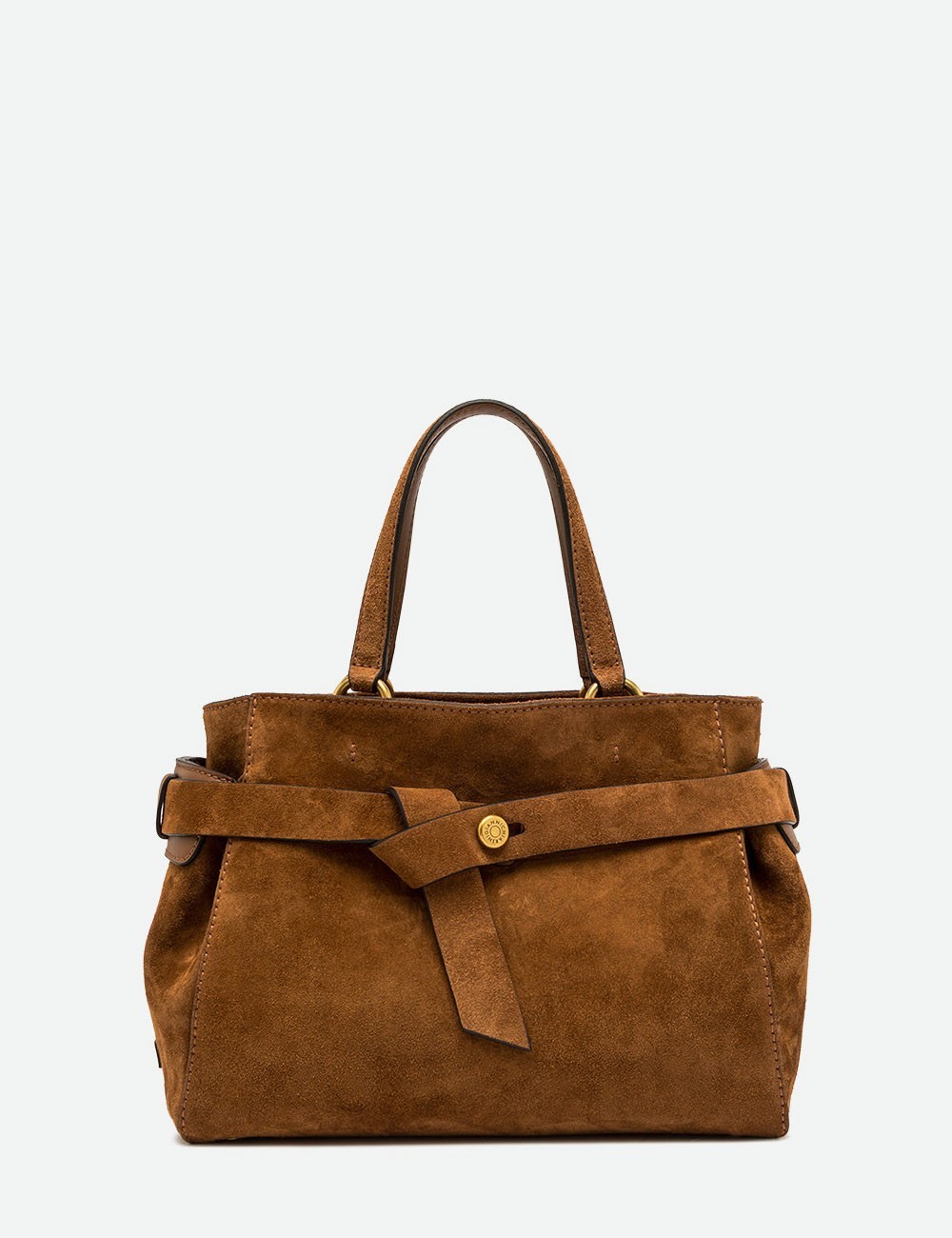 Hand bag MIRANDA in suede cognac