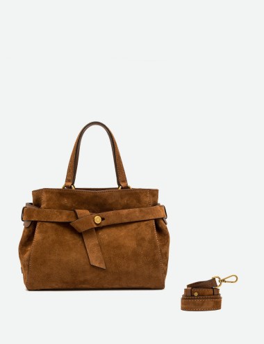 Borsa a mano MIRANDA scamosciata cognac