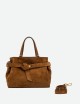 Hand bag MIRANDA in suede cognac