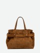 Hand bag MIRANDA in suede cognac