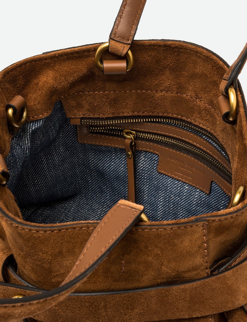 Borsa a mano MIRANDA scamosciata cognac