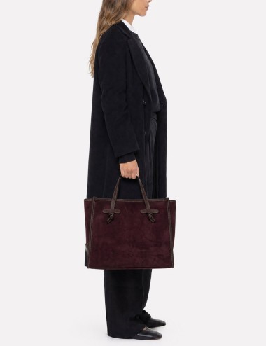Borsa a mano MISS MARCELLA 32 in pelle scamosciata AMARONE