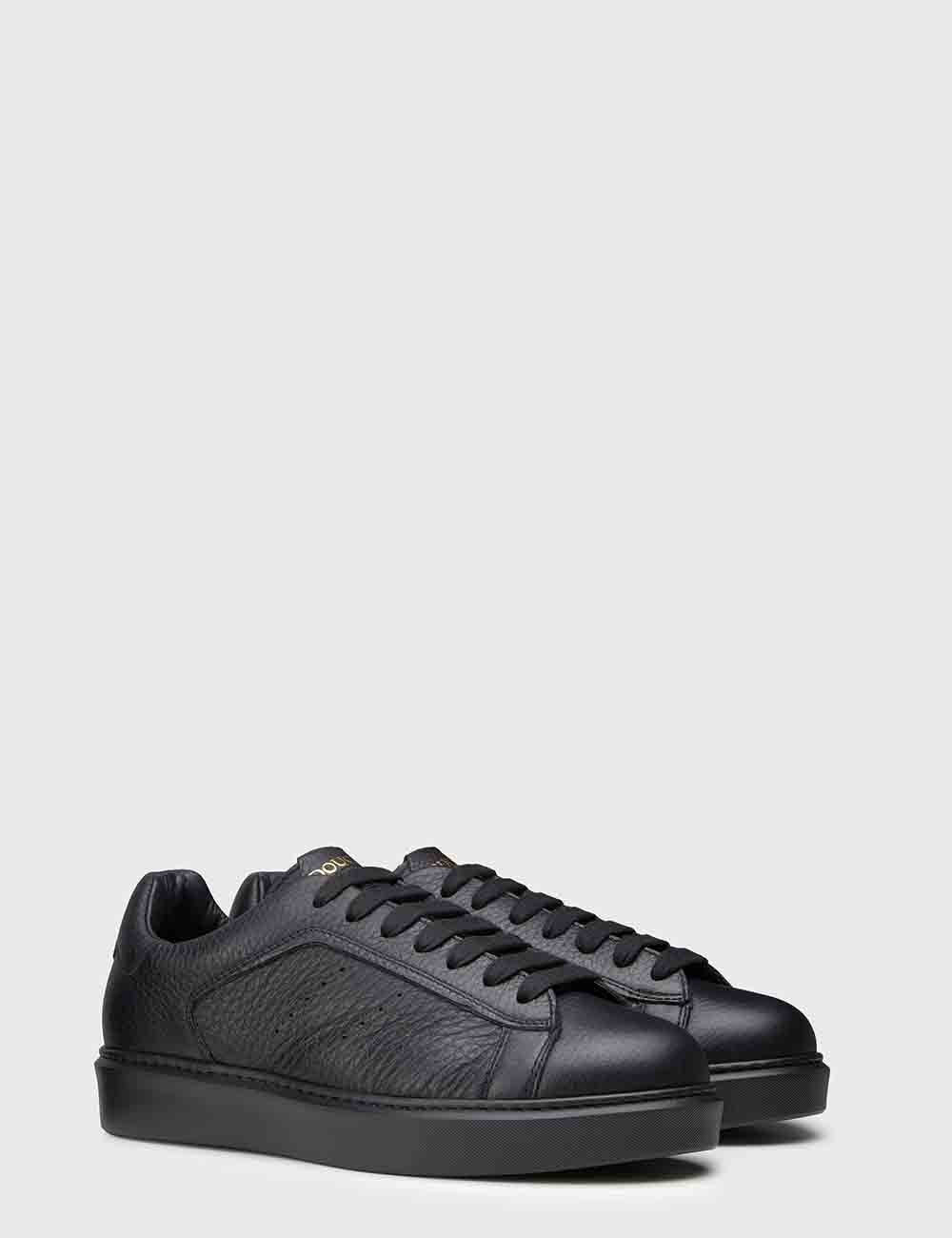 Sneaker In Pelle Bottalata Con Dettaglio Pelliccia Nero