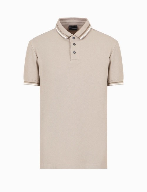Polo in jersey con logo piazzato beige