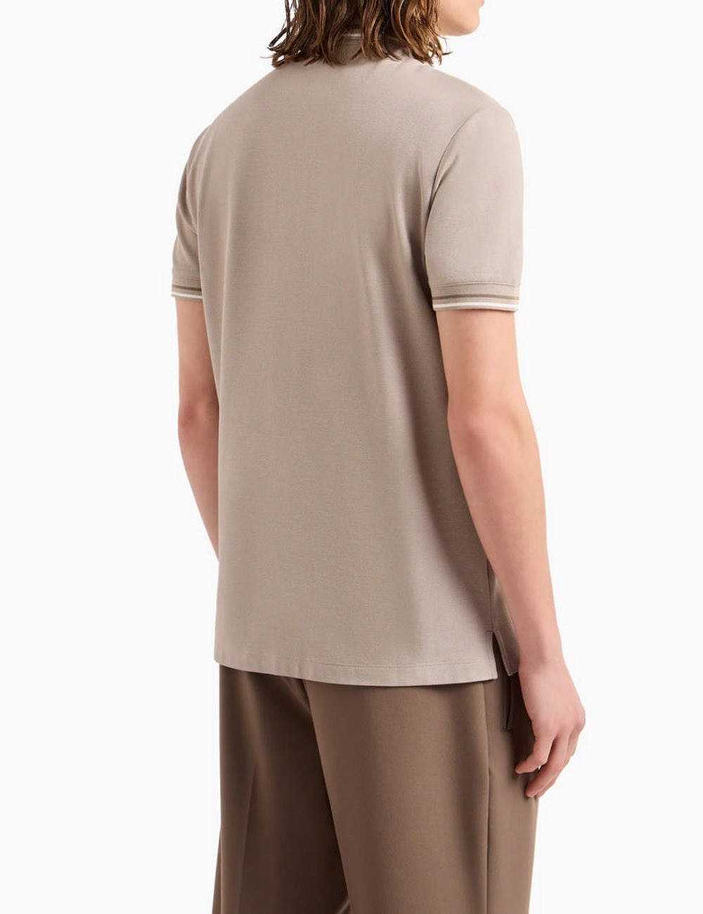 Polo in jersey con logo piazzato beige