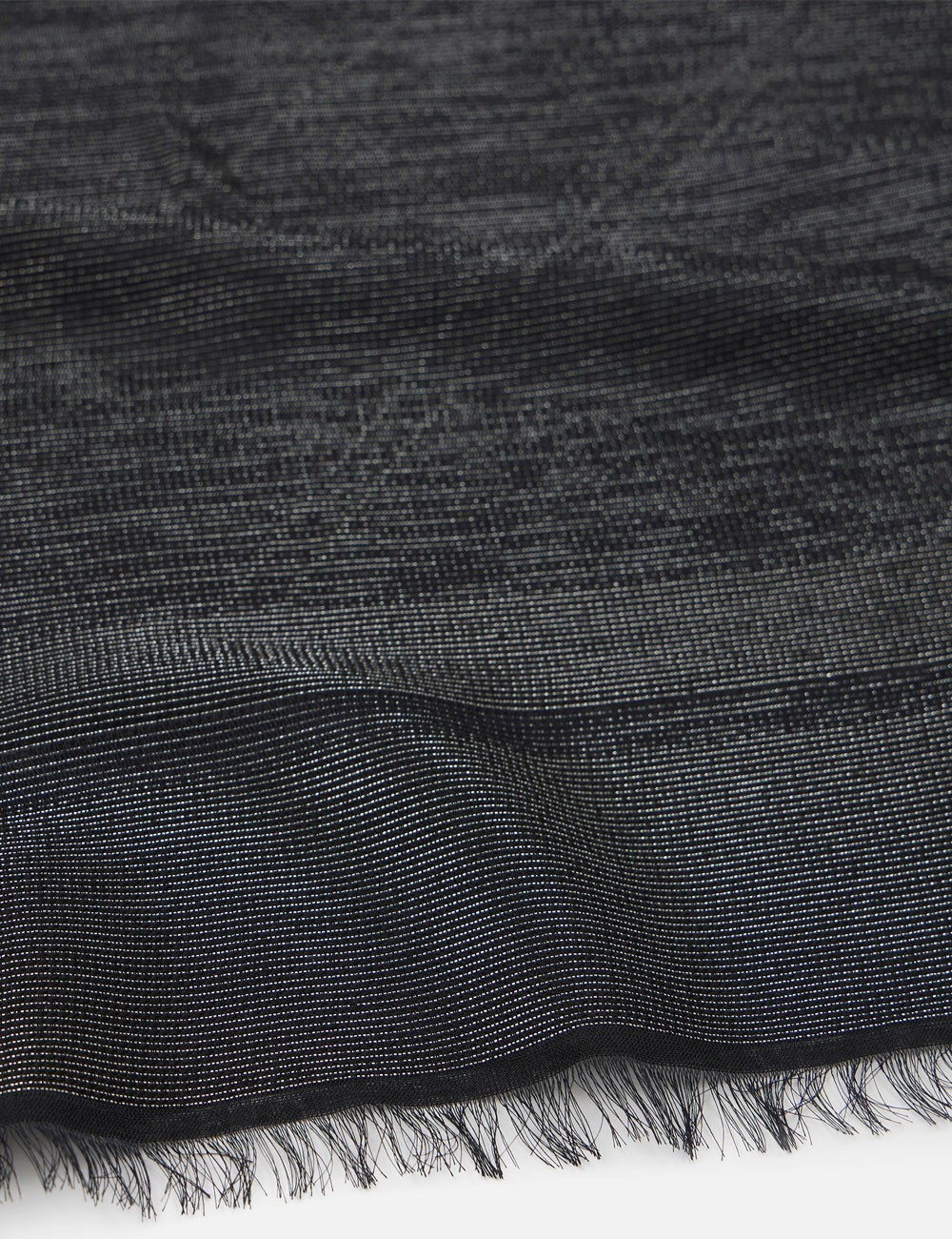 Lurex jacquard pashmina scarf with diagonal stripe pattern and logo