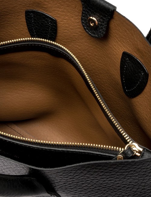 BORSA IN PELLE ARETHA NERO CASTORO