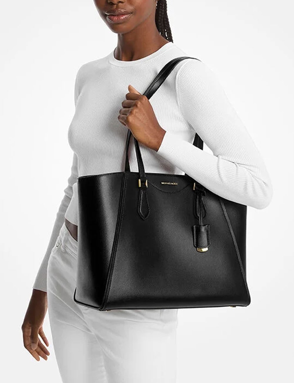 Shopper Taryn in pelle con logo nera