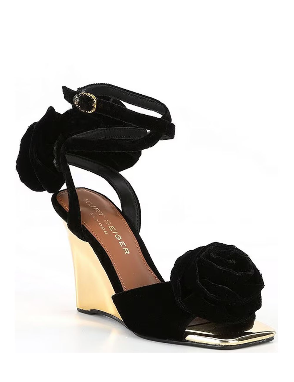 Bloom Velvet Wedge Sandals