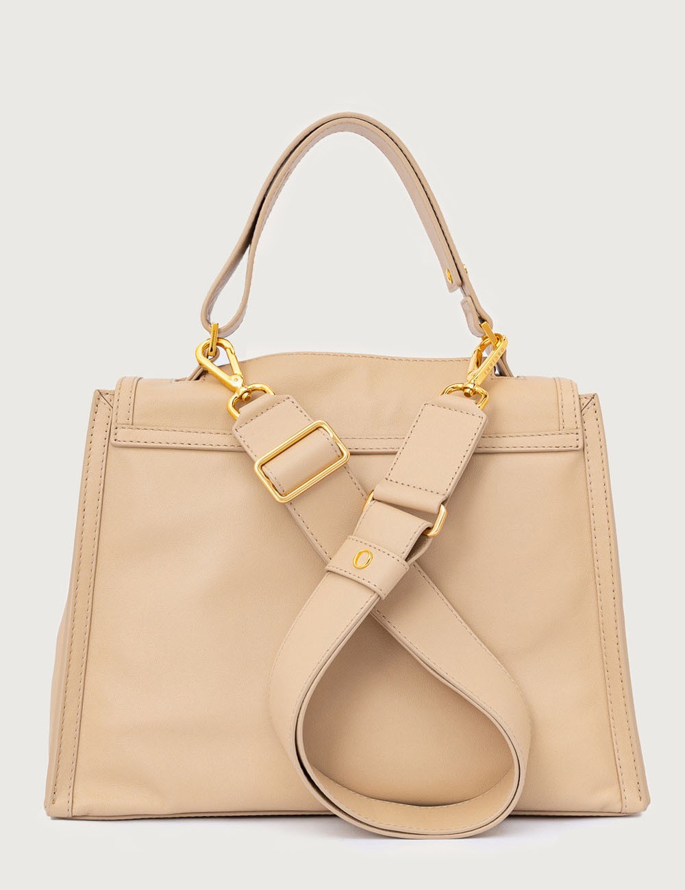 Sveva Nappa Medium leather shoulder bag with strap ivory