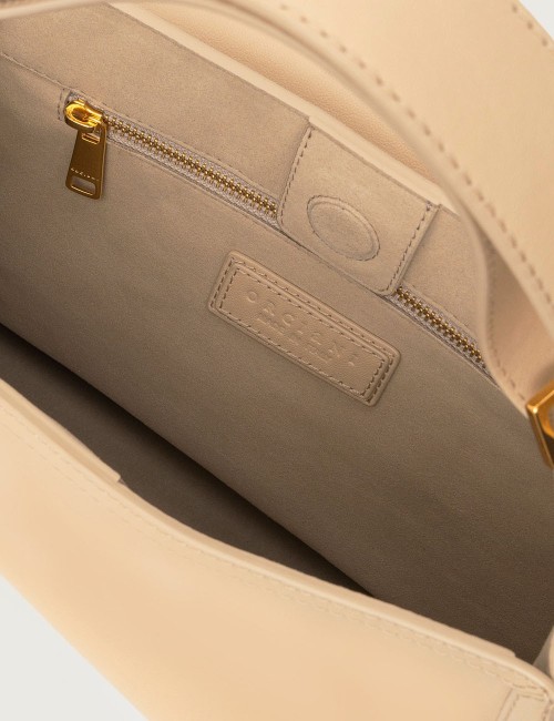 Sveva Nappa Medium leather shoulder bag with strap ivory