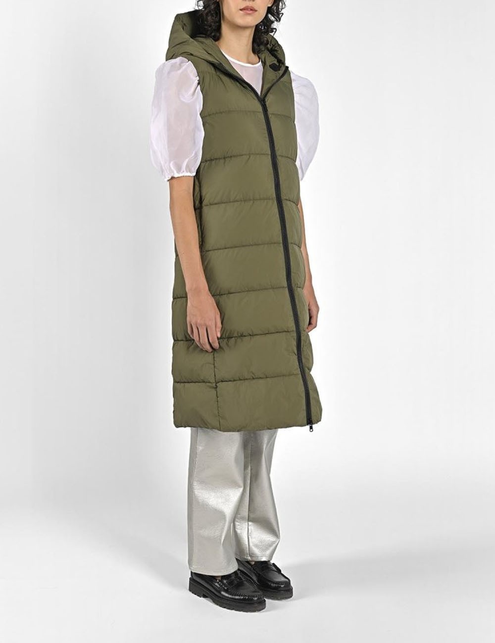 Full length vest with hood olive