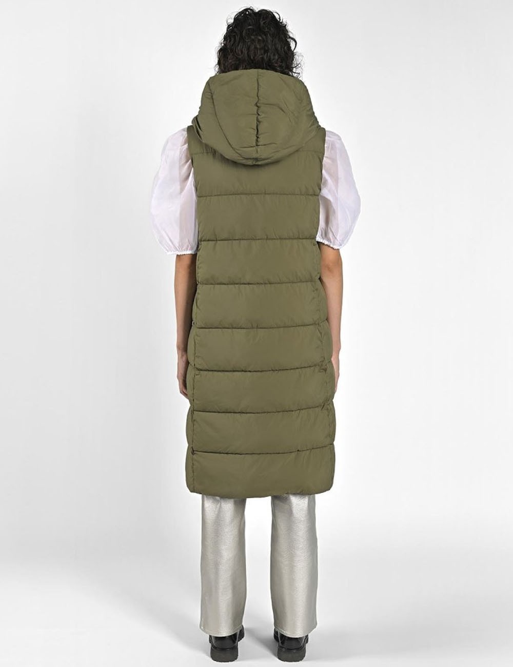 Full length vest with hood olive