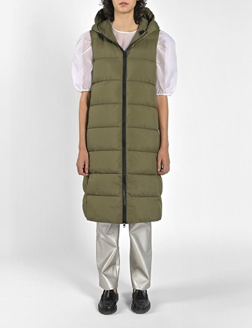Full length vest with hood olive