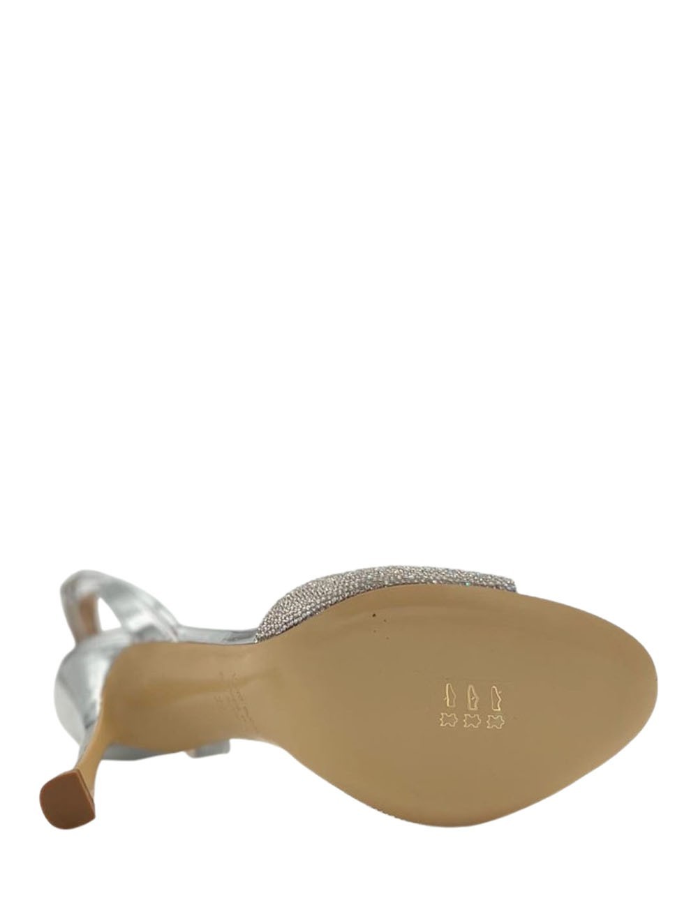 Sandalo alto specchio con strass argento