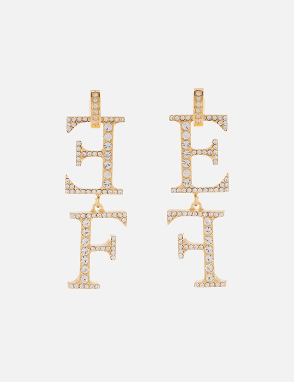Brass earrings with pendant logo Yellow Gold