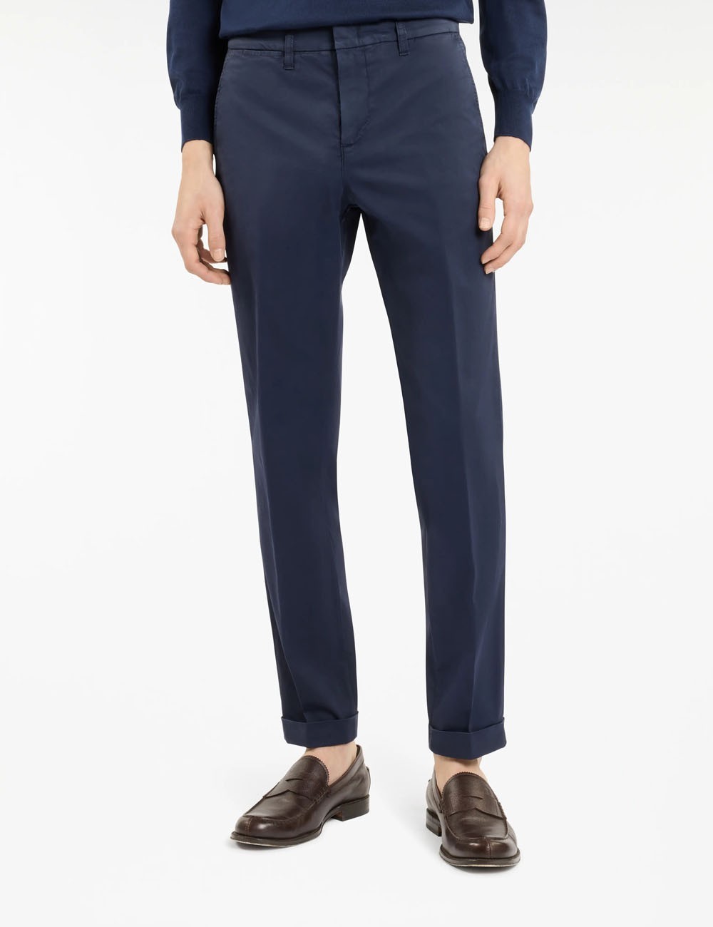 Pantaloni Slim in Gabardine Stretch blu