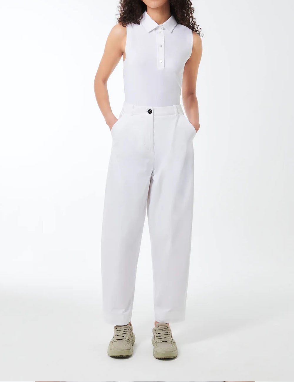 Polo Oxford Sleeveless Wom Blue Black