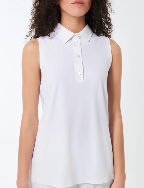 Polo Oxford Sleeveless Wom Blue Black