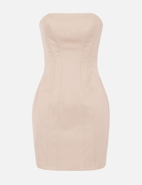 Cotton bustier dress greige