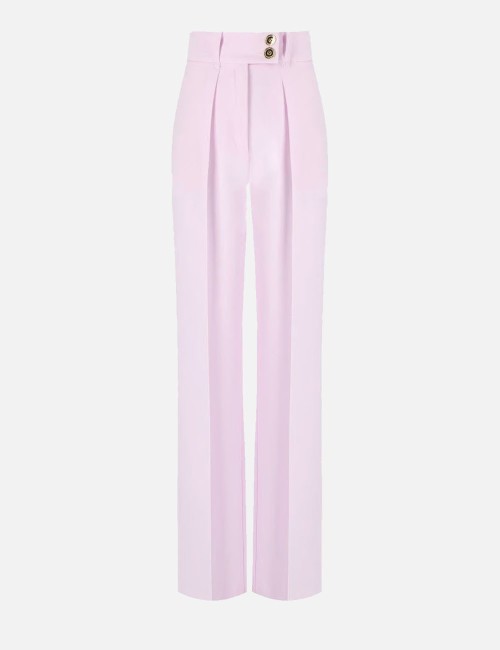 Flowing crêpe trousers with golden buttons quartz