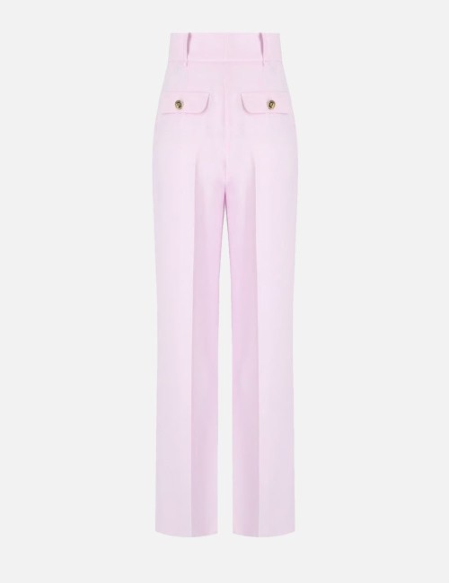 Flowing crêpe trousers with golden buttons quartz