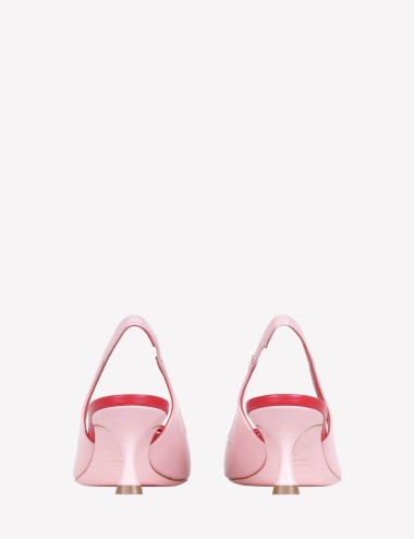 Slingback ARIENNE in nappa con accessorio peonia e rosso poppy