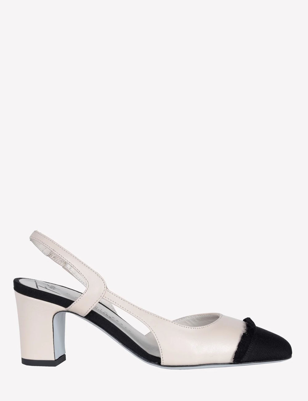 Slingback FICUS in nappa burro con punta nera frange