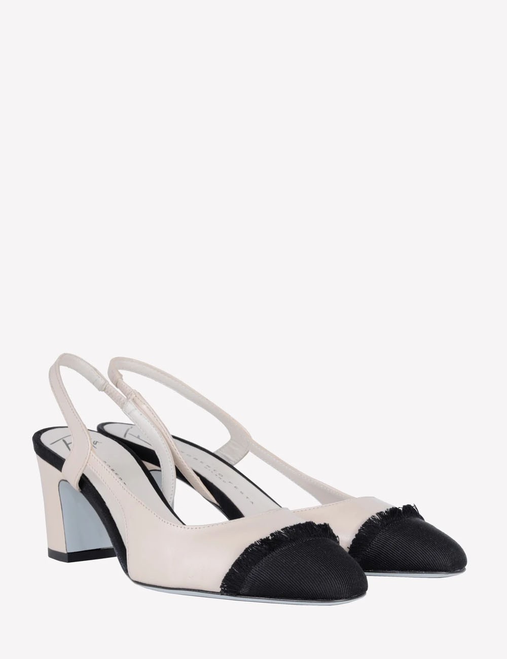 Slingback FICUS in nappa burro con punta nera frange