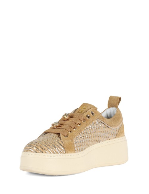 Sneakers PIA350B in pelle e rafia granchio cuoio