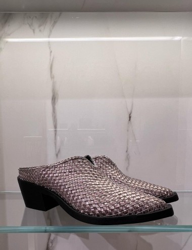Sabot texano intrecciato argento