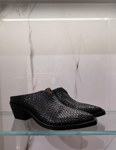 Sabot texano intrecciato nero