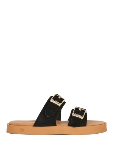 Sandalo doppia fascia Polignano Midi Caramel in Suede nero