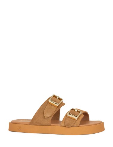 Sandalo doppia fascia Polignano Midi Caramel in Suede caramello